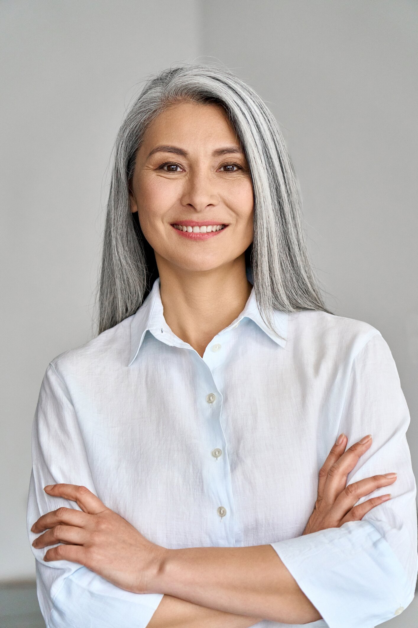 Beverly Hills root canal therapy model with grey hair